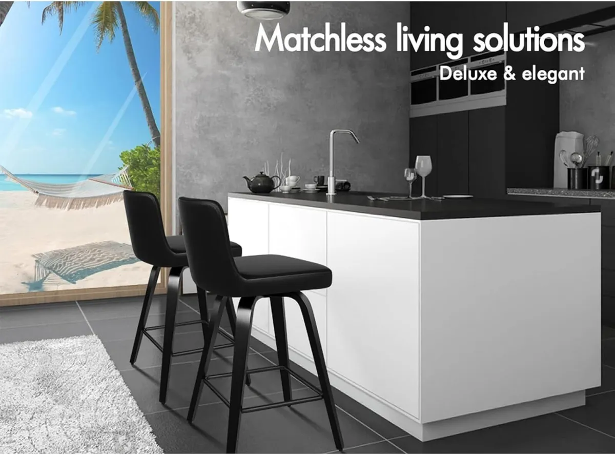 Bar Stools Set of 2 Thick Padded Barstools - Image 3