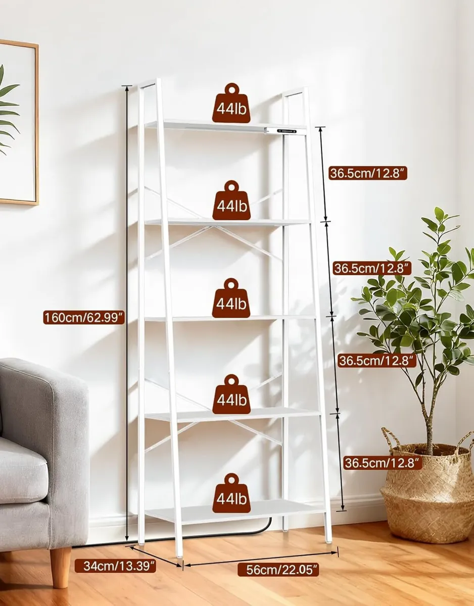 5-Tier Wide Ladder Shelf with LED Lights Touch - Image 2