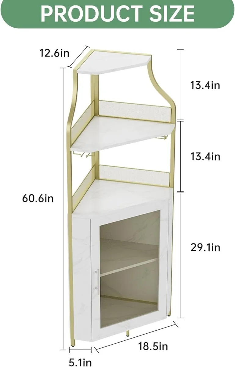 4-Tier Corner Bar Cabinet Industrial Freestanding - Image 2