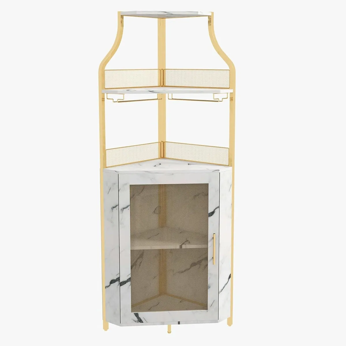 4-Tier Corner Bar Cabinet Industrial Freestanding - Image 3