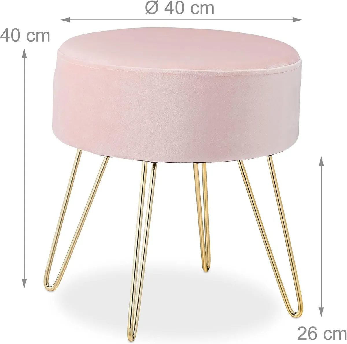 Velvet Stool Round Seat Elegant Upholstered Pouf - Image 3