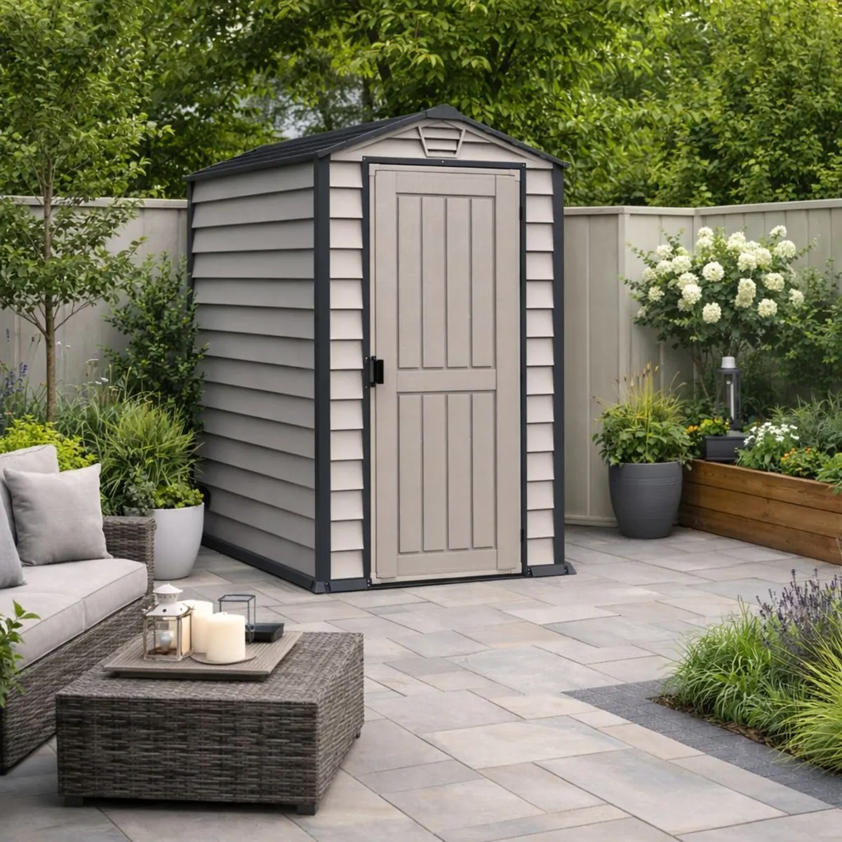 4×6 Evermore Vinyl Garden Sheds – Grey - Image 1