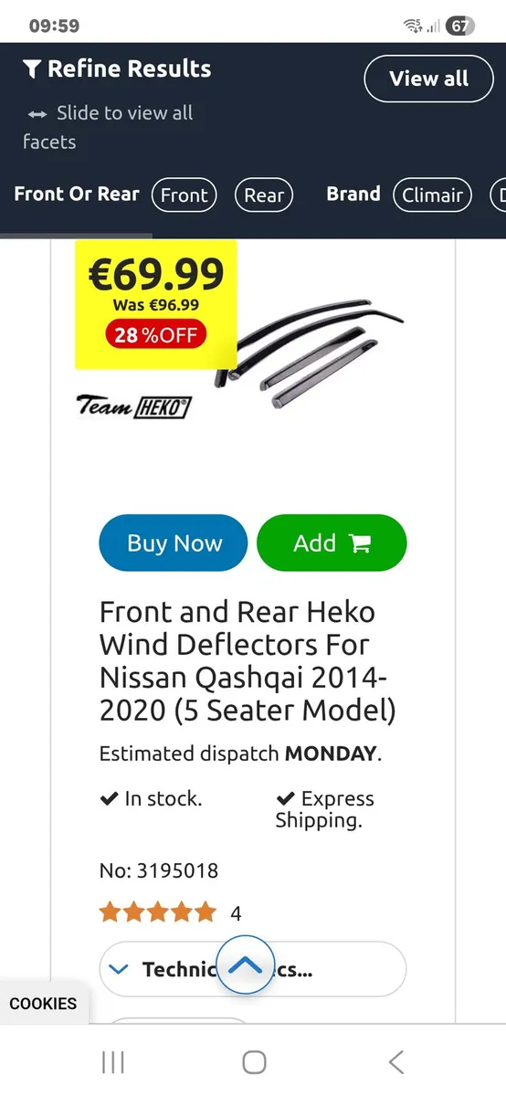 Heko wind deflectors for Nissan qashqai - Image 4