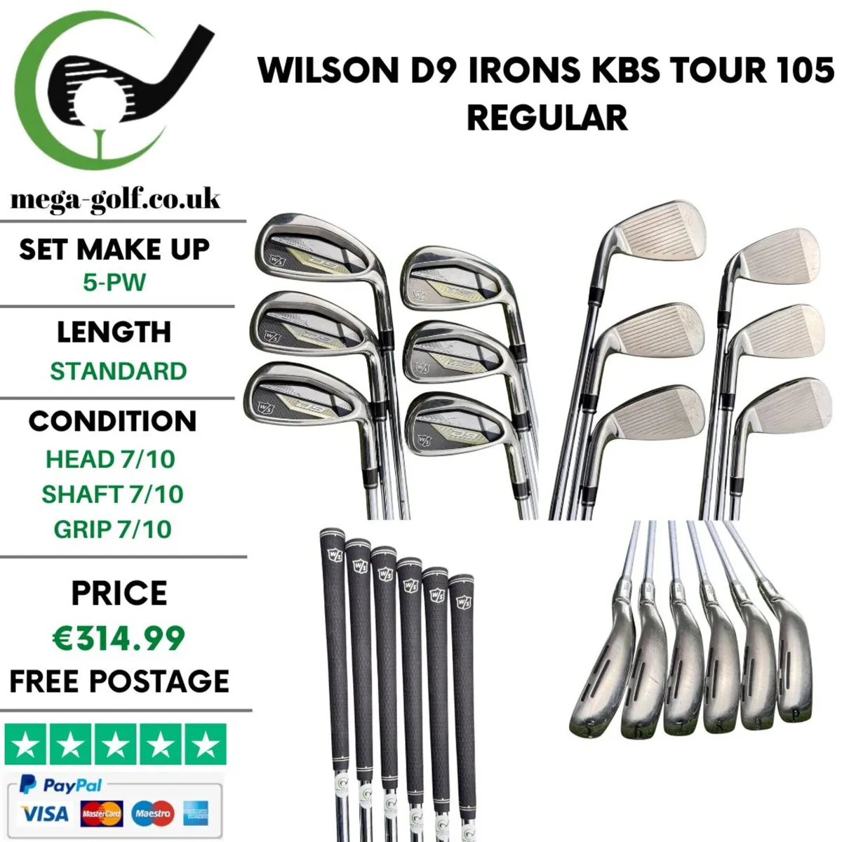 Wilson D9 Irons / 5-Pw / Kbs Tour 105 Regular - Image 1