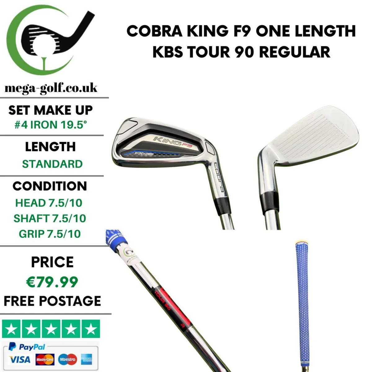 Cobra King F9 One Length #4 Iron 19.5° / Regular - Image 1