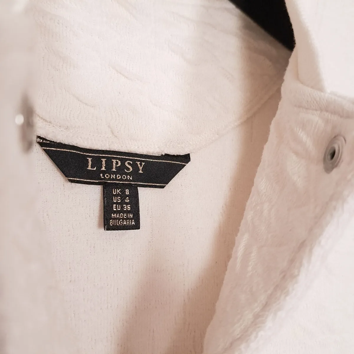 Lipsy Cream White Textured Bomber Jacket 8UK/36EU - Image 3