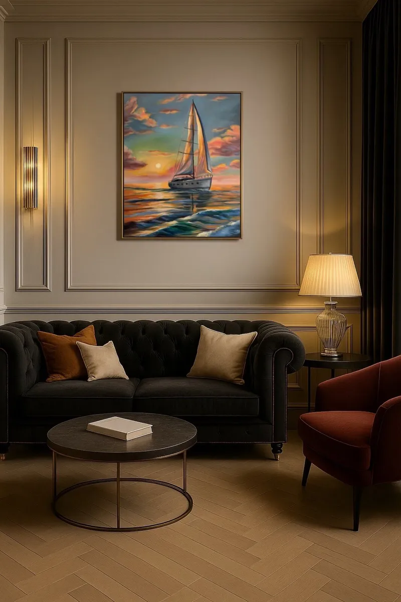 Framed Sunset Oil Painting – Ready to Hang - Image 2