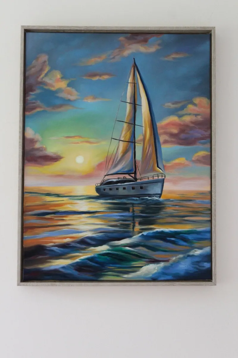 Framed Sunset Oil Painting – Ready to Hang - Image 3