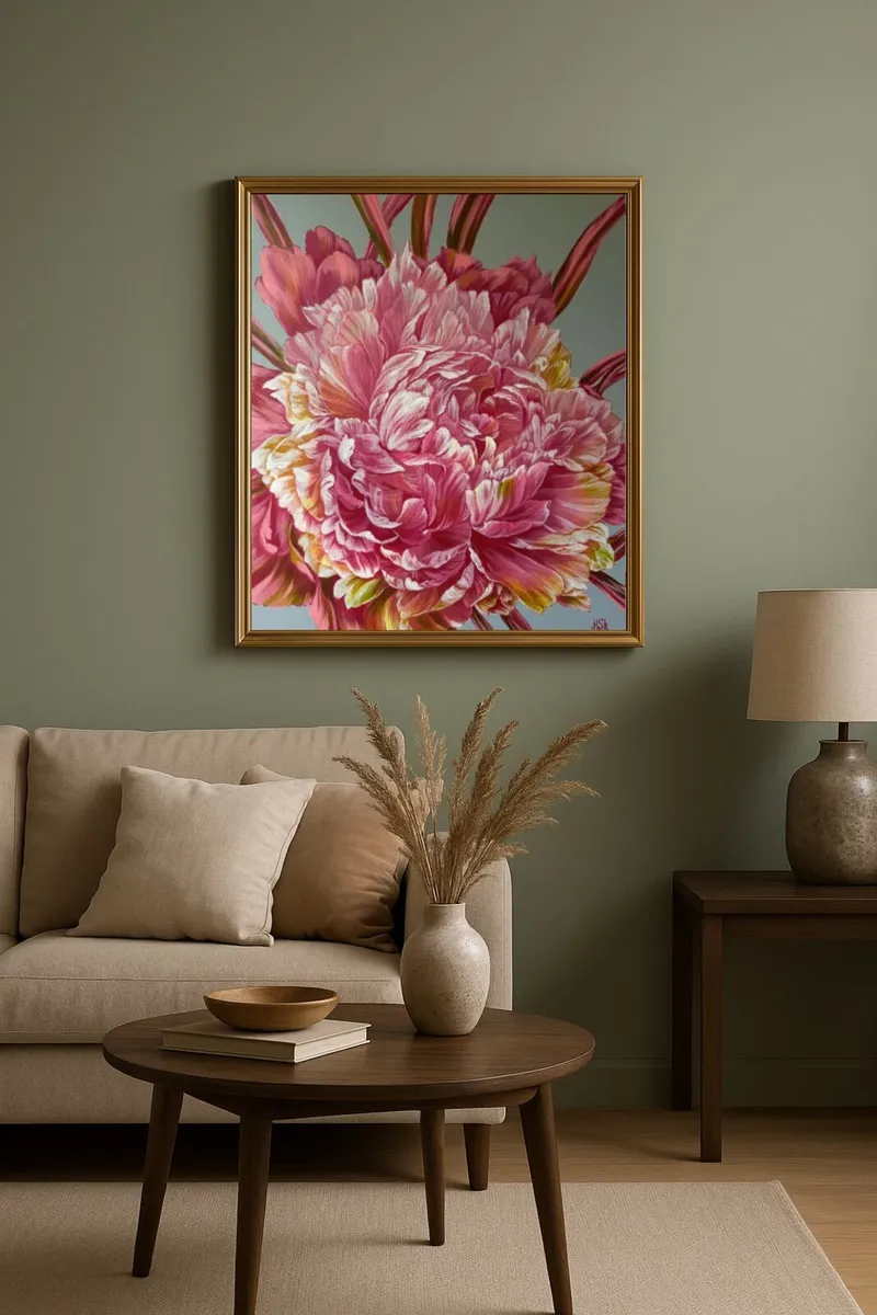 Peony Flower Painting – Ready to Hang - Image 1