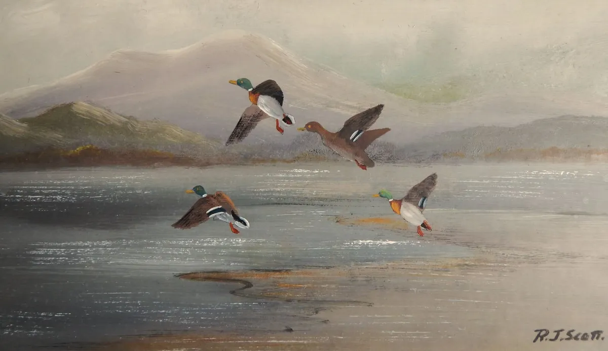 Large Signed Oil on Board Painting by R. J. Scott - Image 2