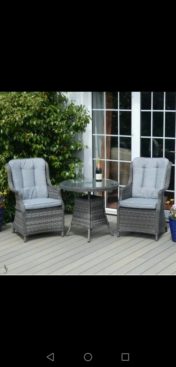 Brand New Dark Grey Rattan High Back Bistro Set - Image 1