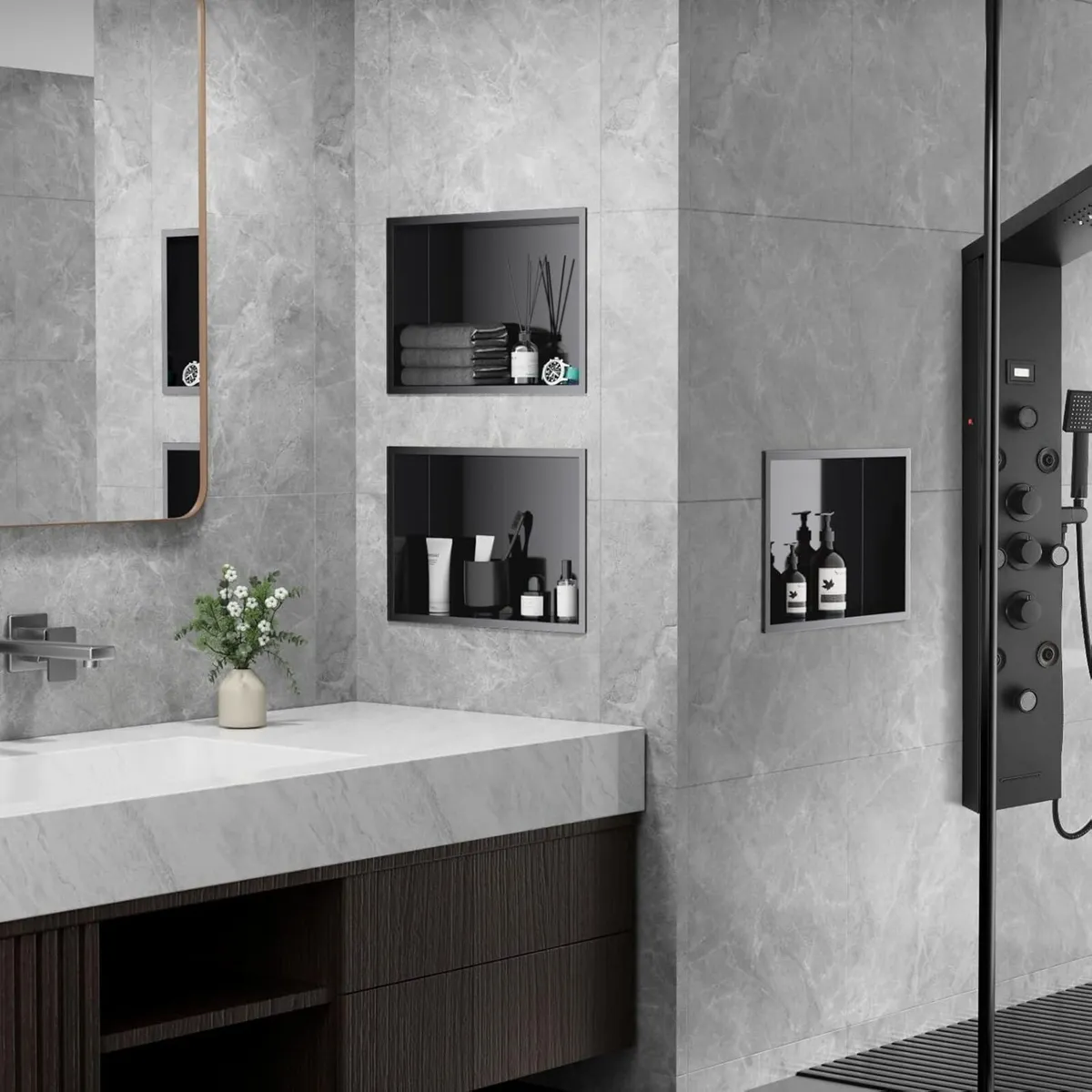 No Tile Shower Niche 45x30cm Stainless Steel - Image 3