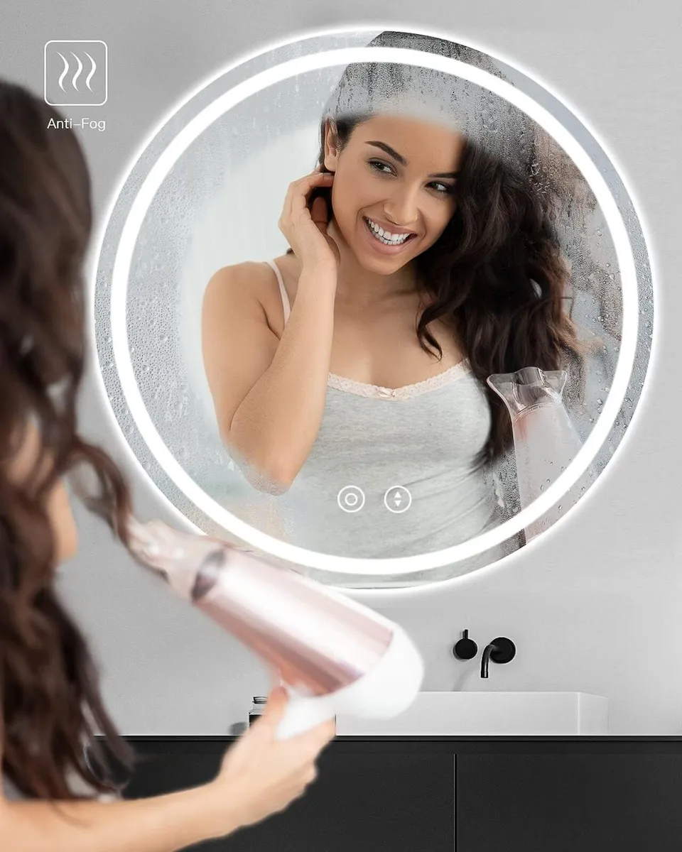 500mm Round LED Bathroom Mirror Illuminated - Image 3