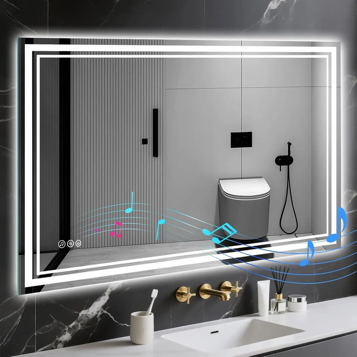Bathroom Mirror with LED Light: 100x70cm Illuminat - Image 1