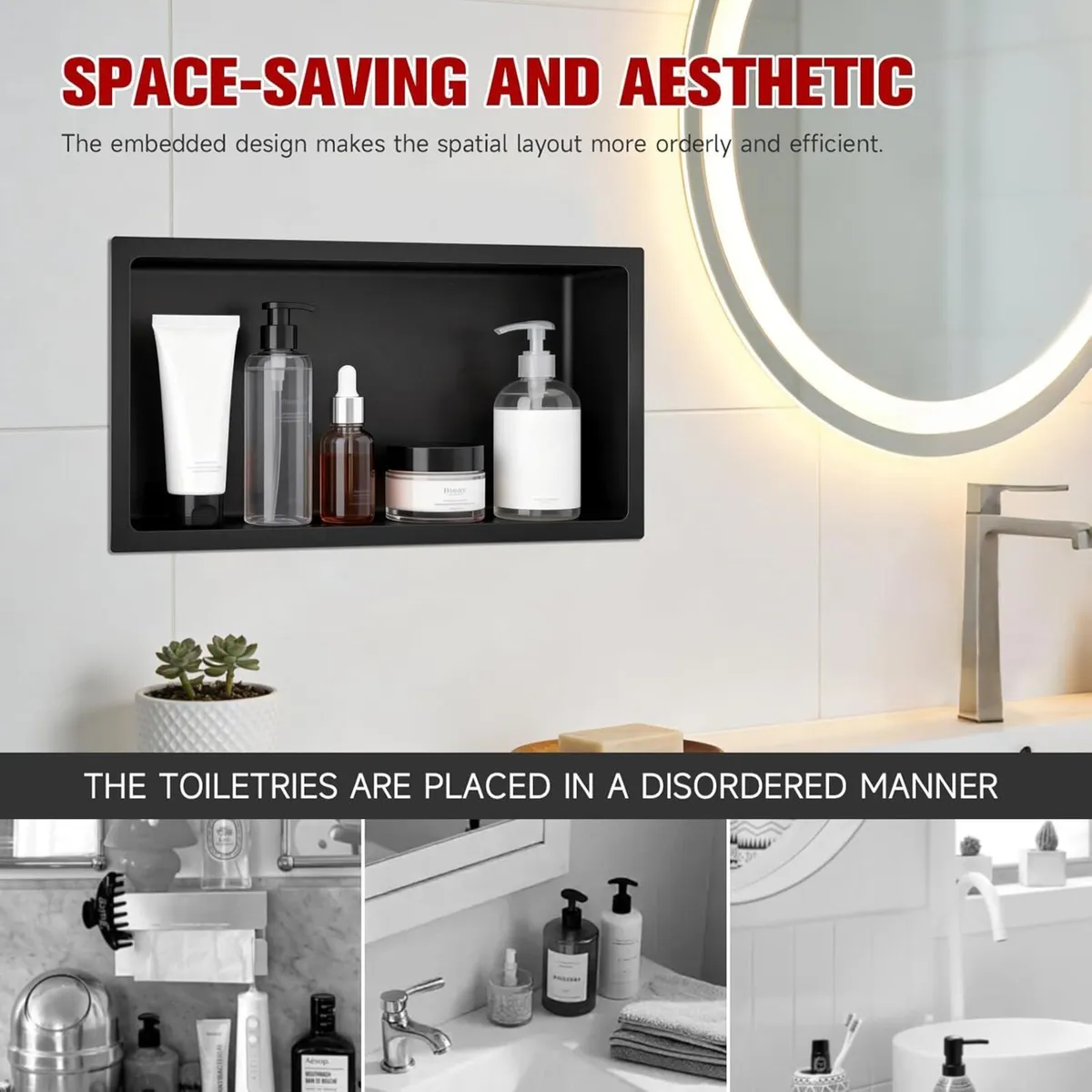 Stainless Steel Shower Niche Recessed Wall Shelf - Image 4