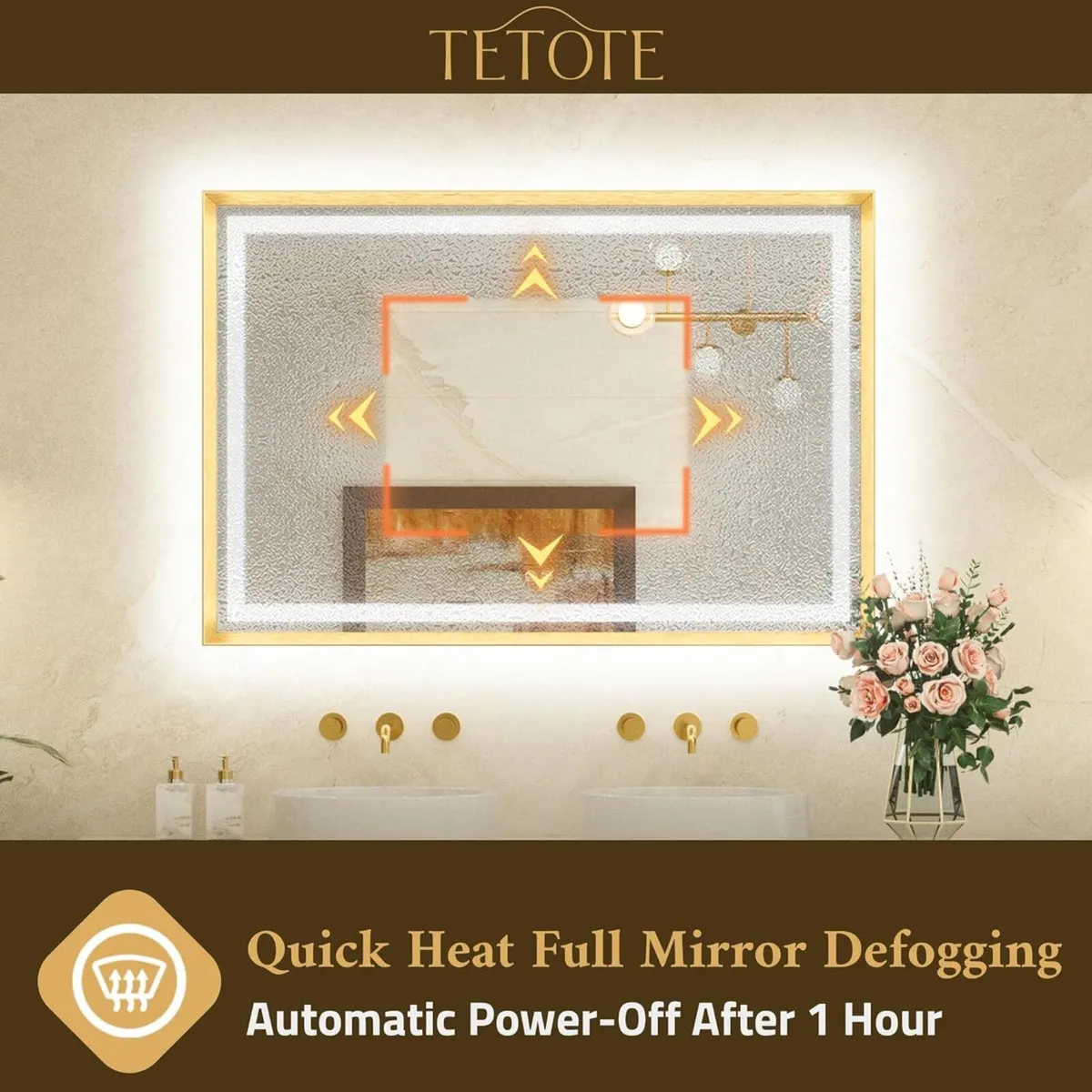 Gold Bathroom Mirror with Led Lights 50x70cm - Image 3