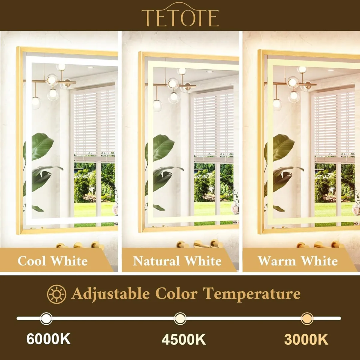 Gold Bathroom Mirror with Led Lights 50x70cm - Image 4