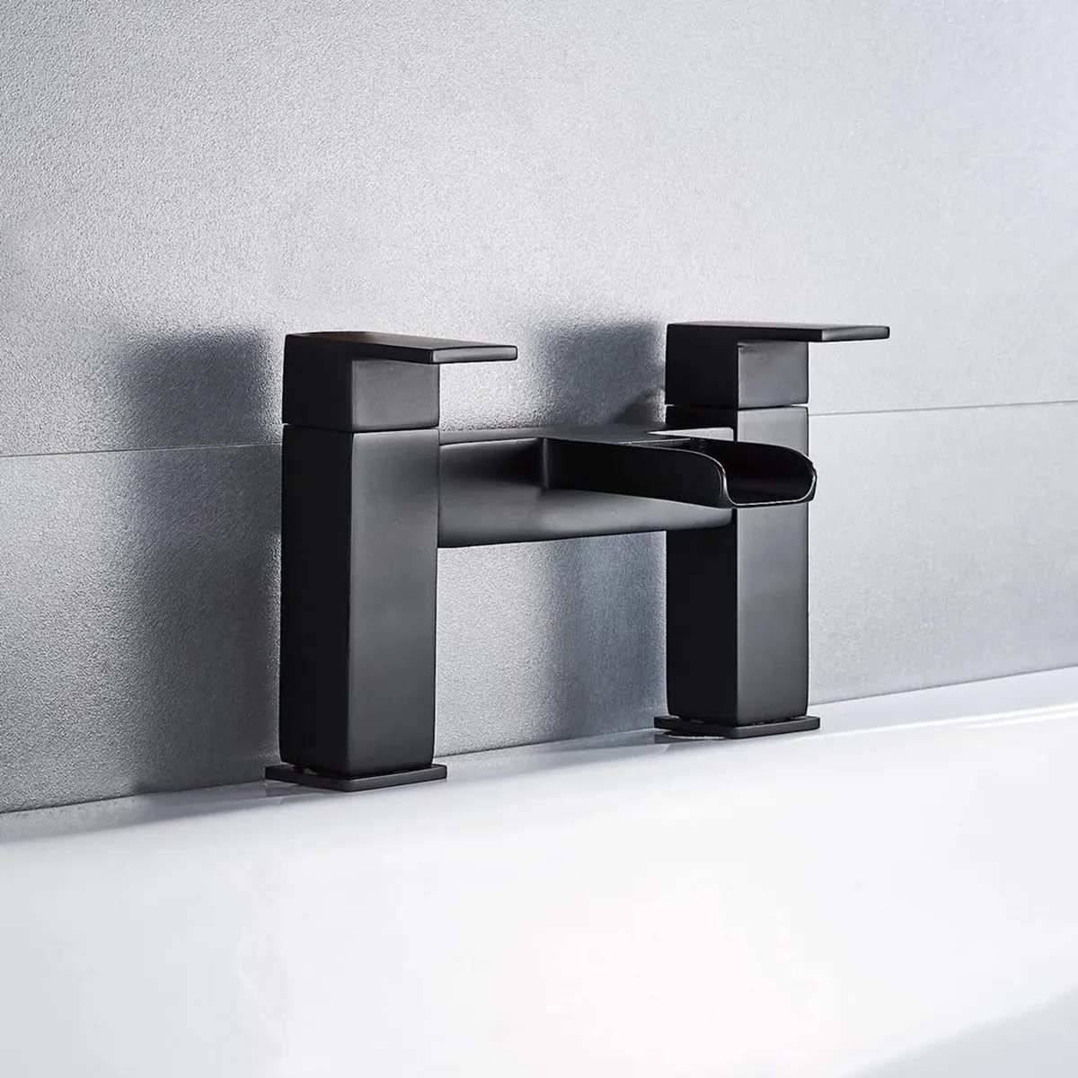 Black Waterfall Bath taps Bathroom Filler Mixer - Image 2