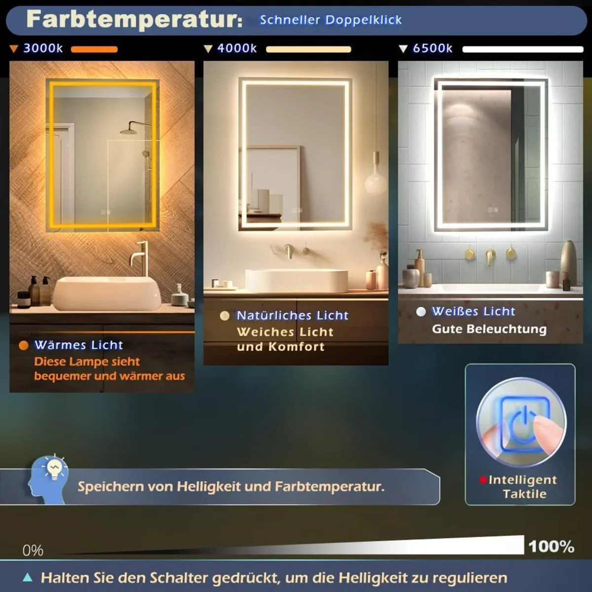 LED Bathroom Mirror Makeup Vanity Wall Mounted - Image 2