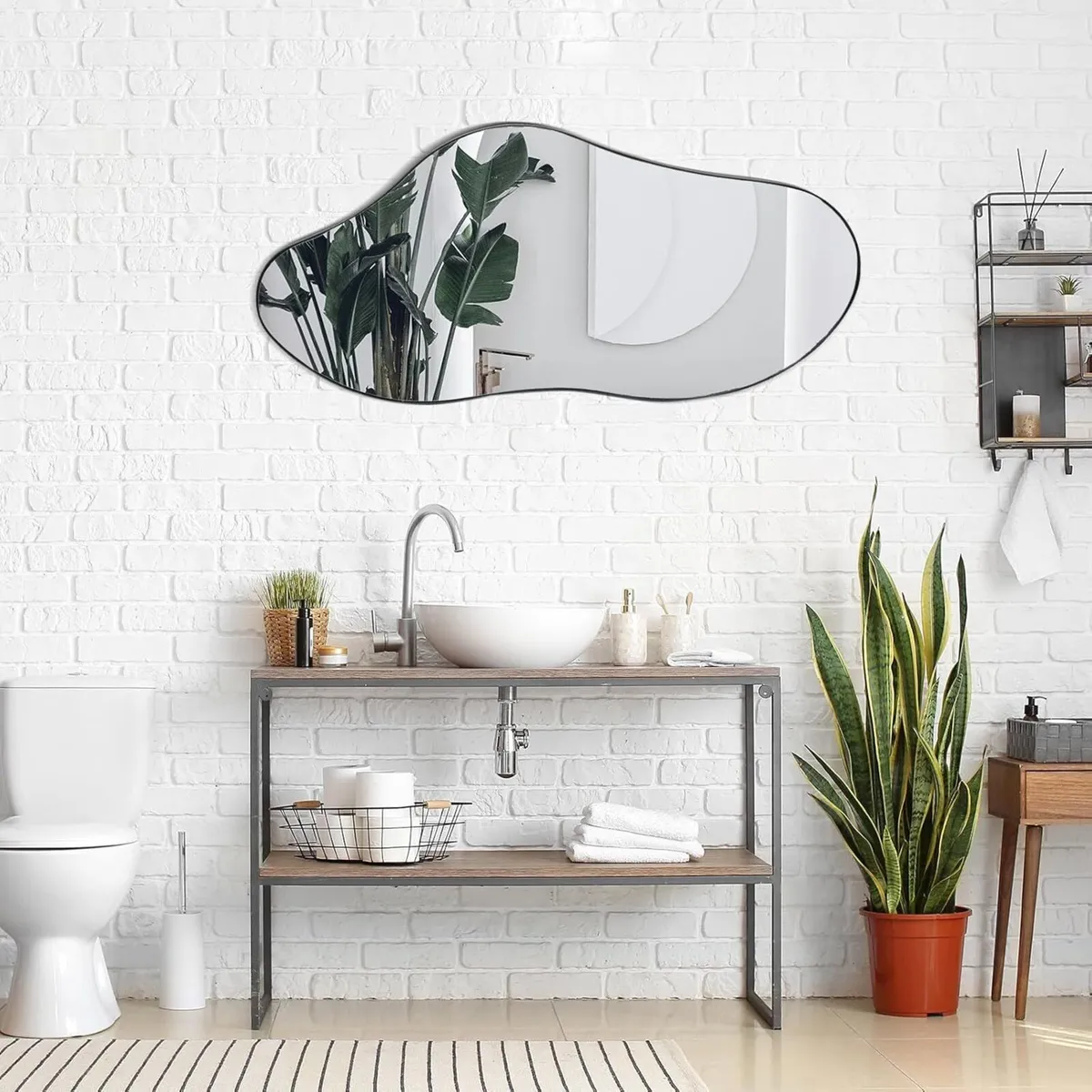 Wall Mounted Bathroom Mirror 98 x 45 CM Black - Image 2