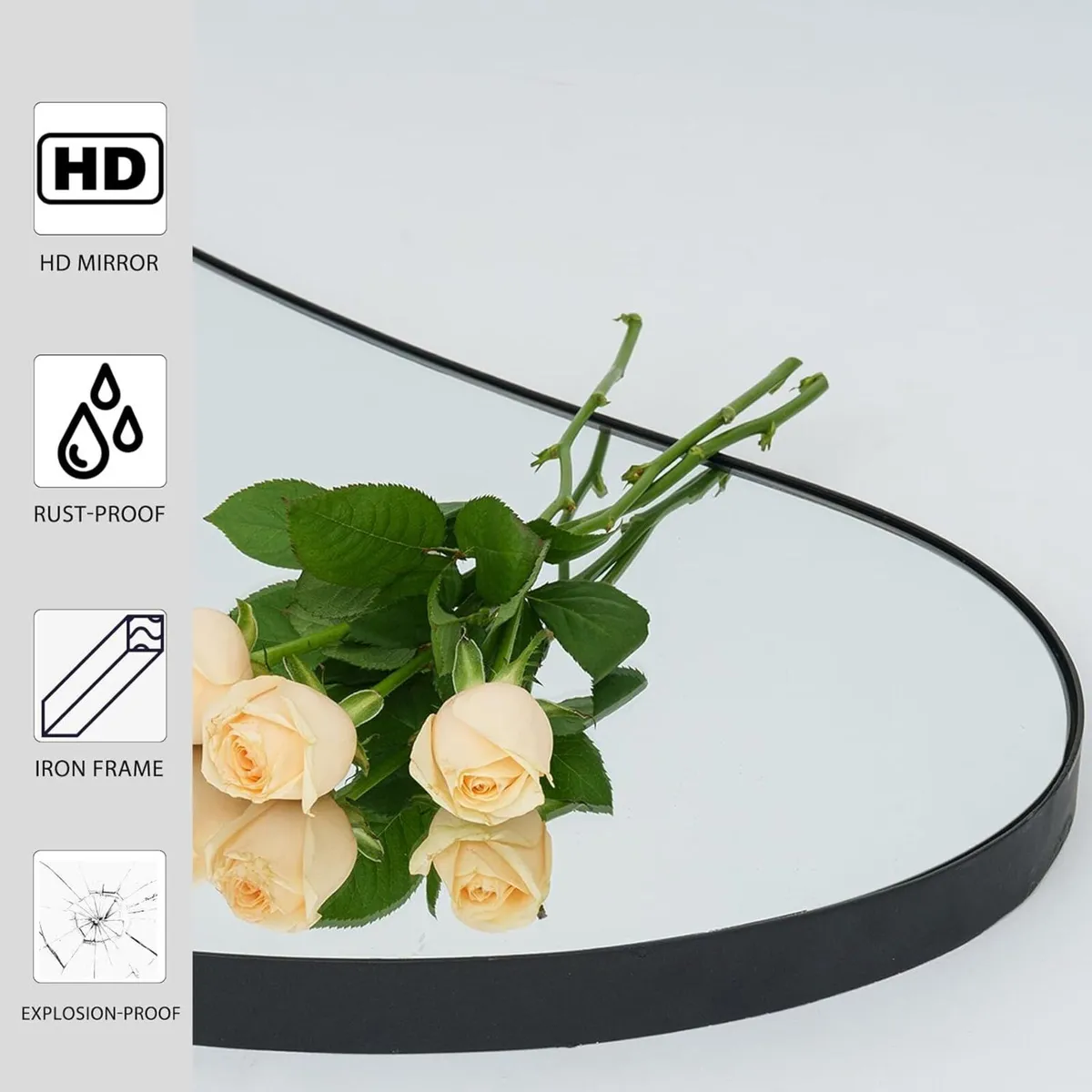 Wall Mounted Bathroom Mirror 98 x 45 CM Black - Image 4