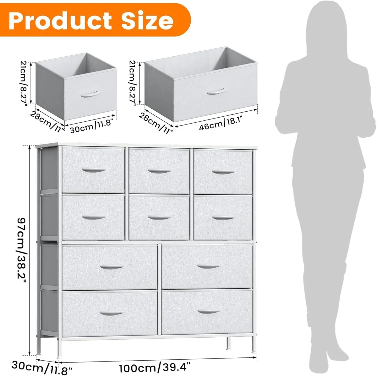 Chest of Drawers Bedroom Tall Dresser with 10 - Image 2