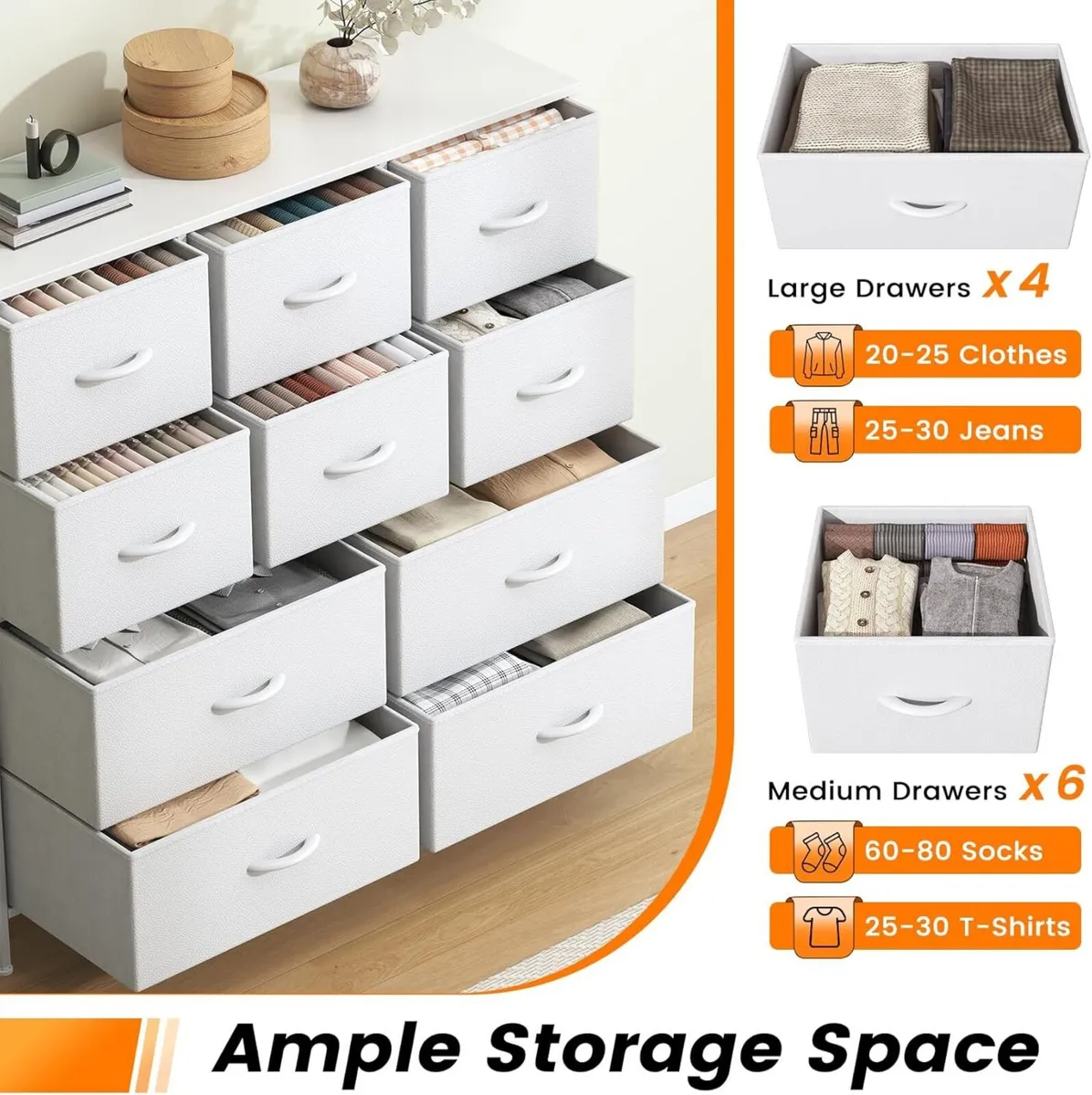 Chest of Drawers Bedroom Tall Dresser with 10 - Image 3