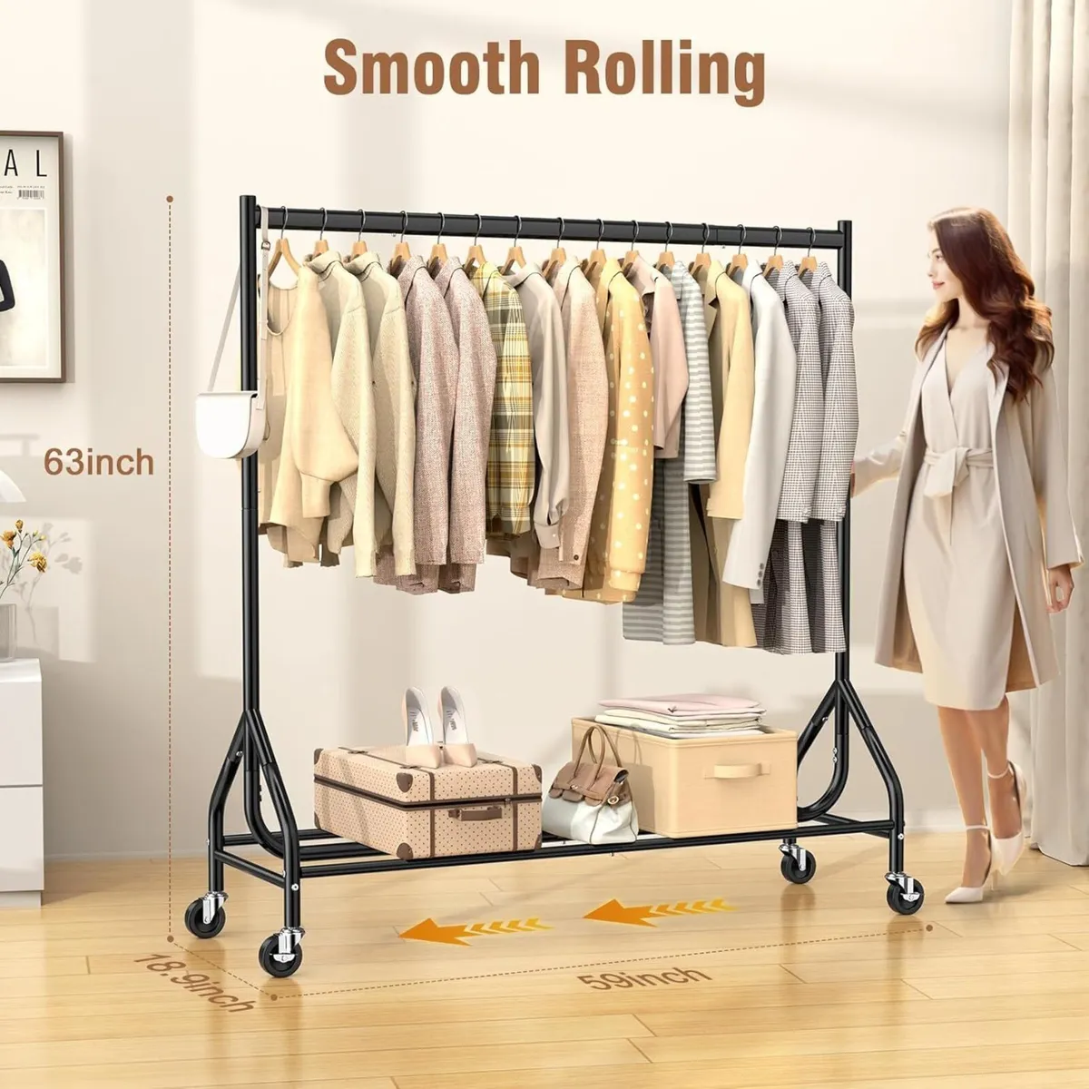Heavy Duty Clothes Rail Load 180 KG 150 cm - Image 3