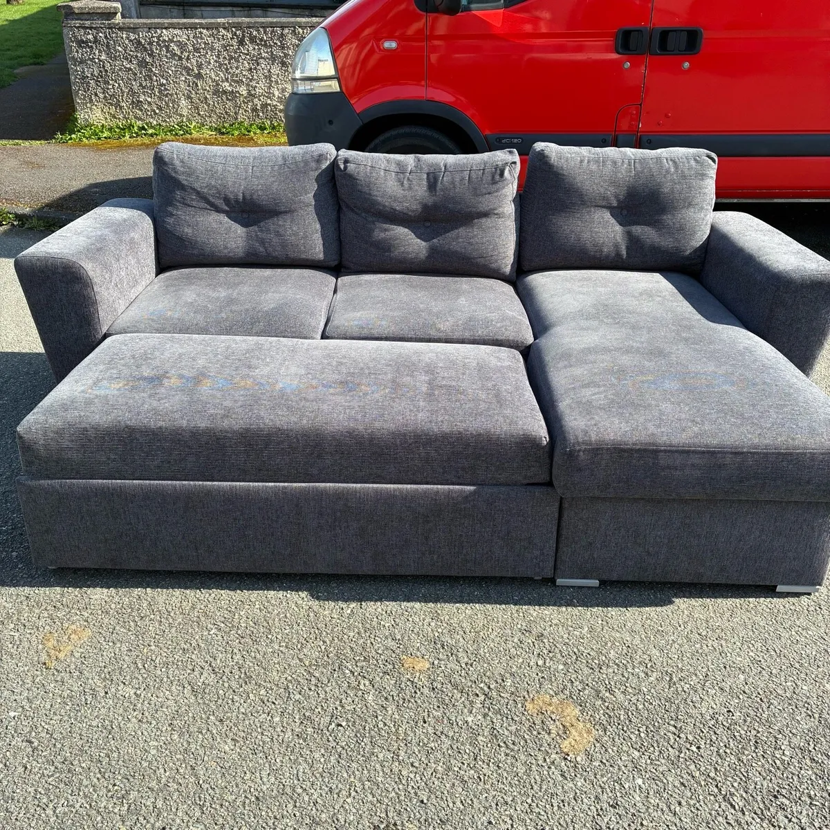 Sofa bed chaise longue dark grey fabric - Image 3