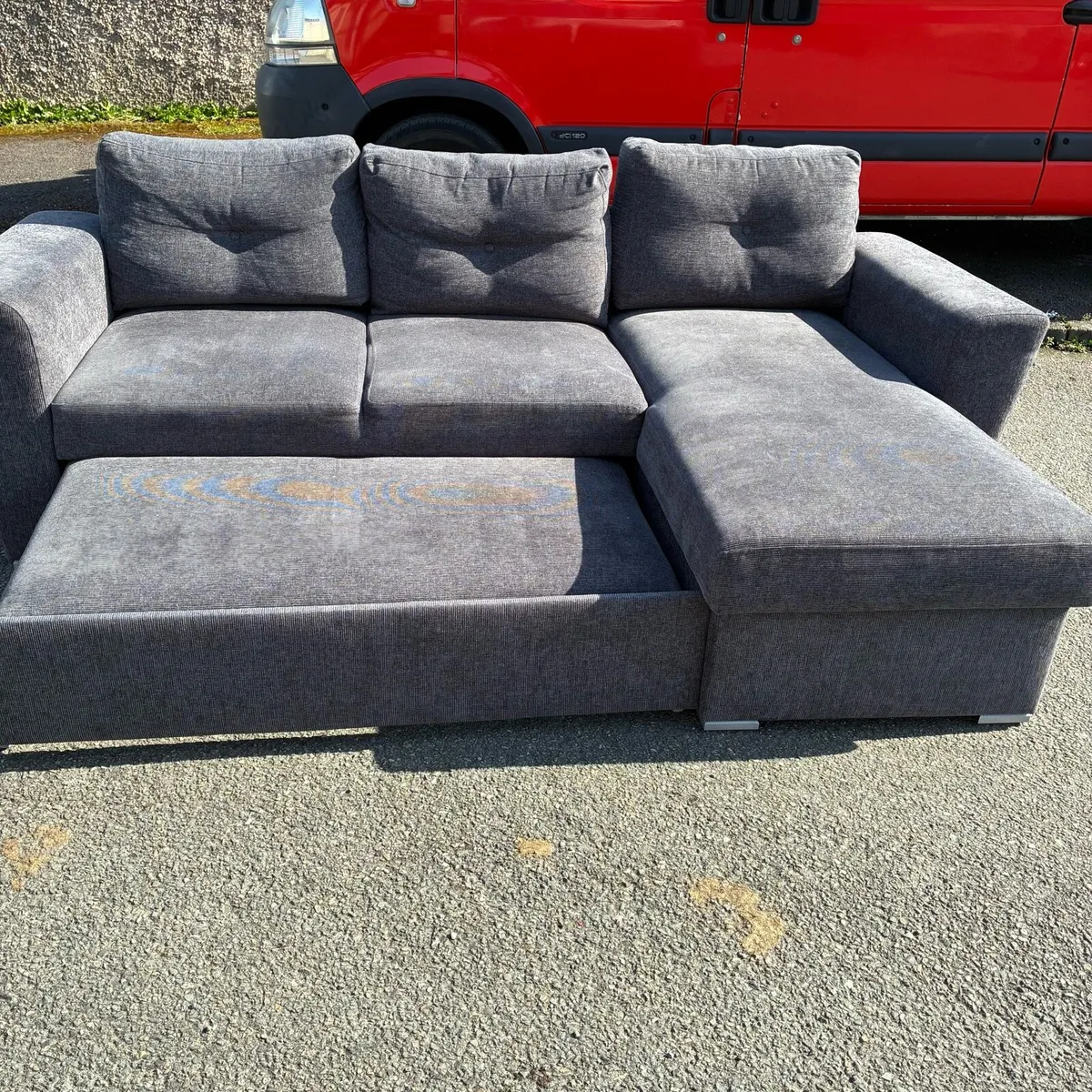 Sofa bed chaise longue dark grey fabric - Image 4