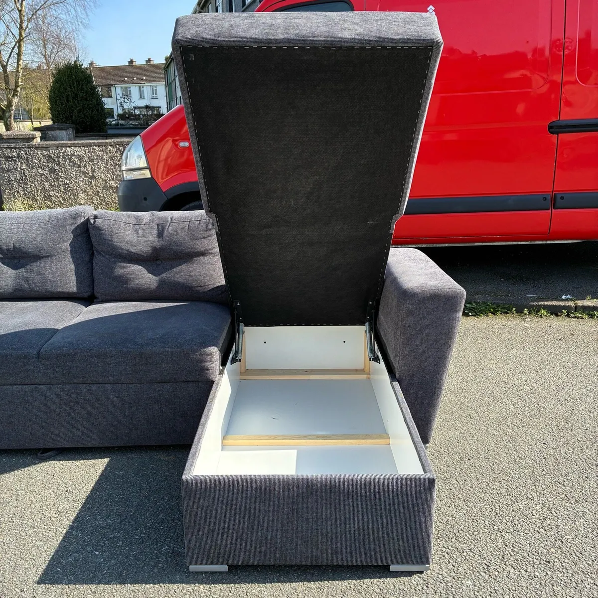 Sofa bed chaise longue dark grey fabric - Image 2