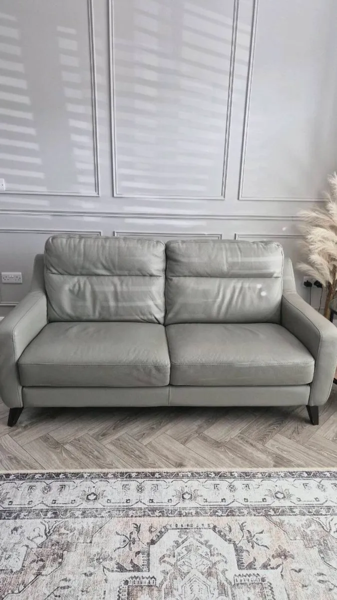 Grey Leather Couches x 2 - Image 1