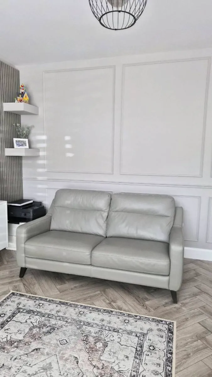 Grey Leather Couches x 2 - Image 2
