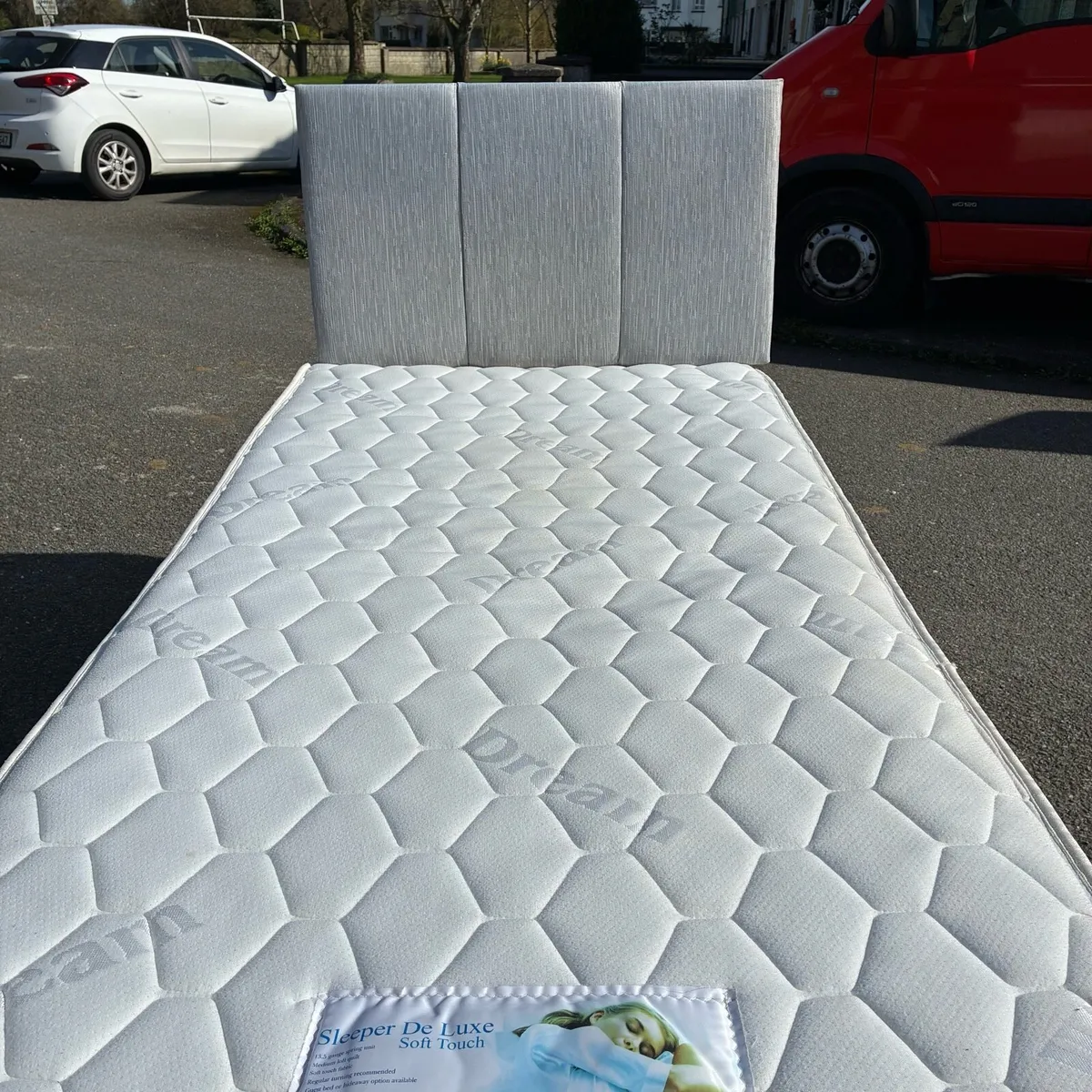 Single Bed with Respa Mattress grey headboard - Image 2