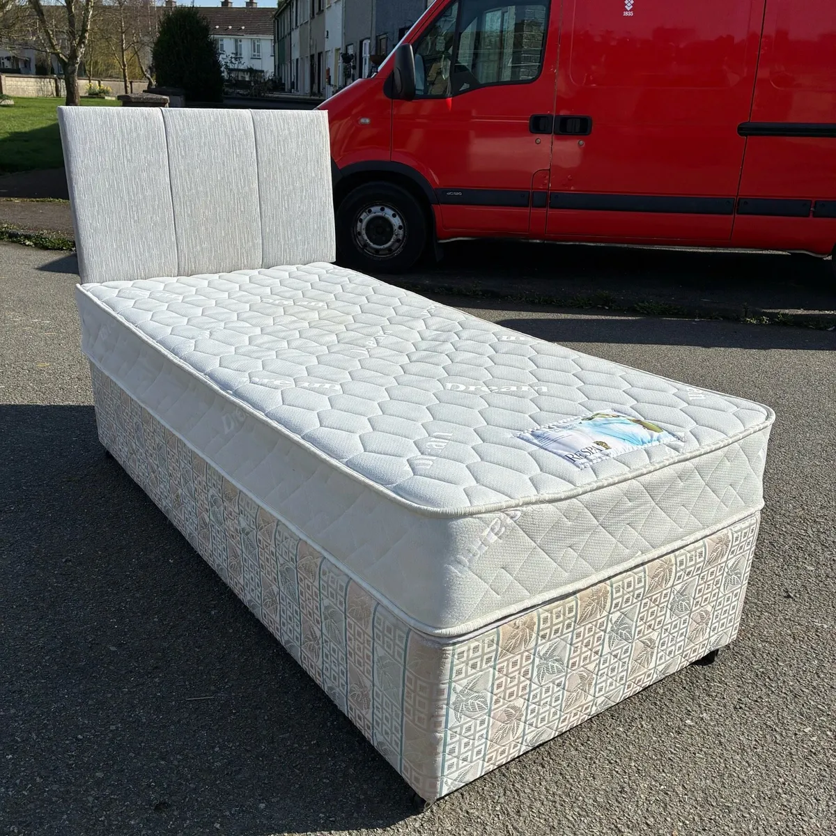 Single Bed with Respa Mattress grey headboard - Image 4