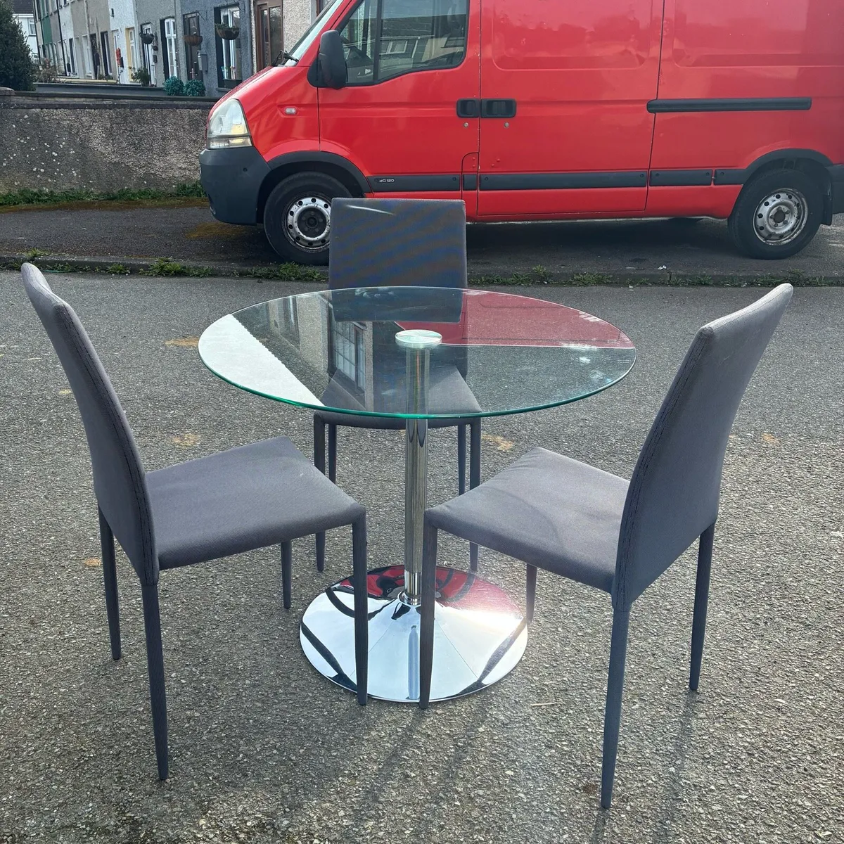 Glass Round Table and 3 Chairs - Image 1