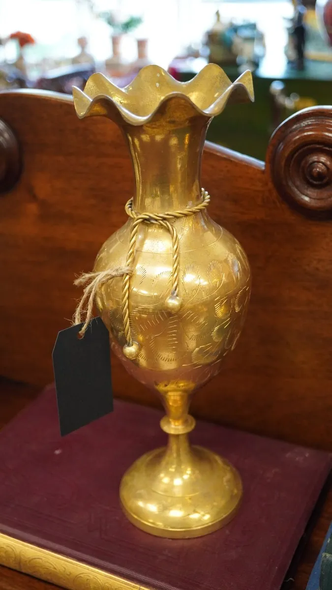 Pair of Polished Brass Vases - Image 3