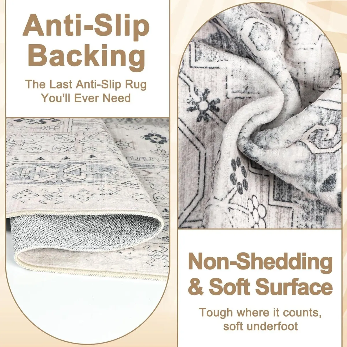 Washable Rugs Living Room 160x230cm Distressed - Image 3