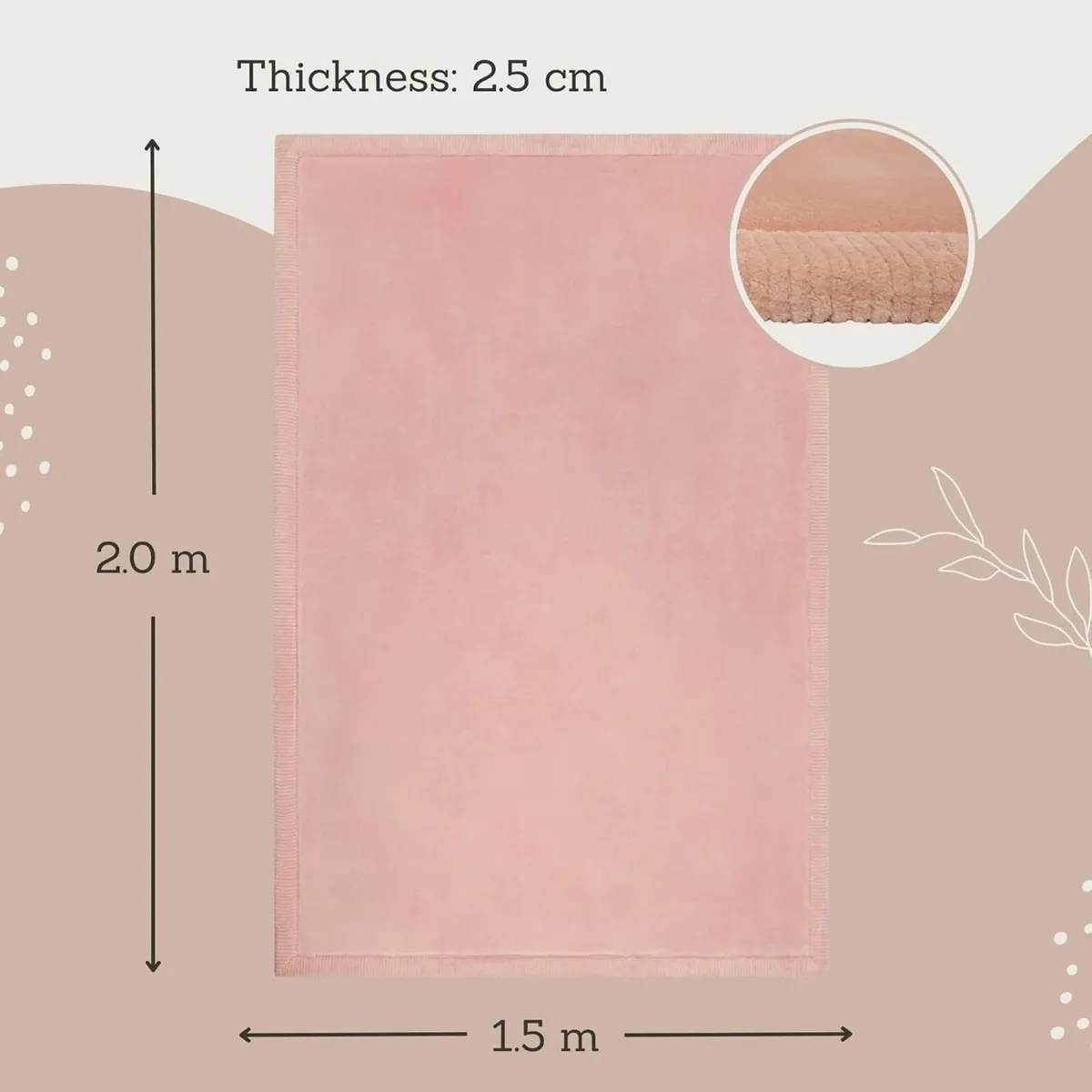 Premium Large Coral Velvet Baby Play Mat 200x150x2 - Image 3