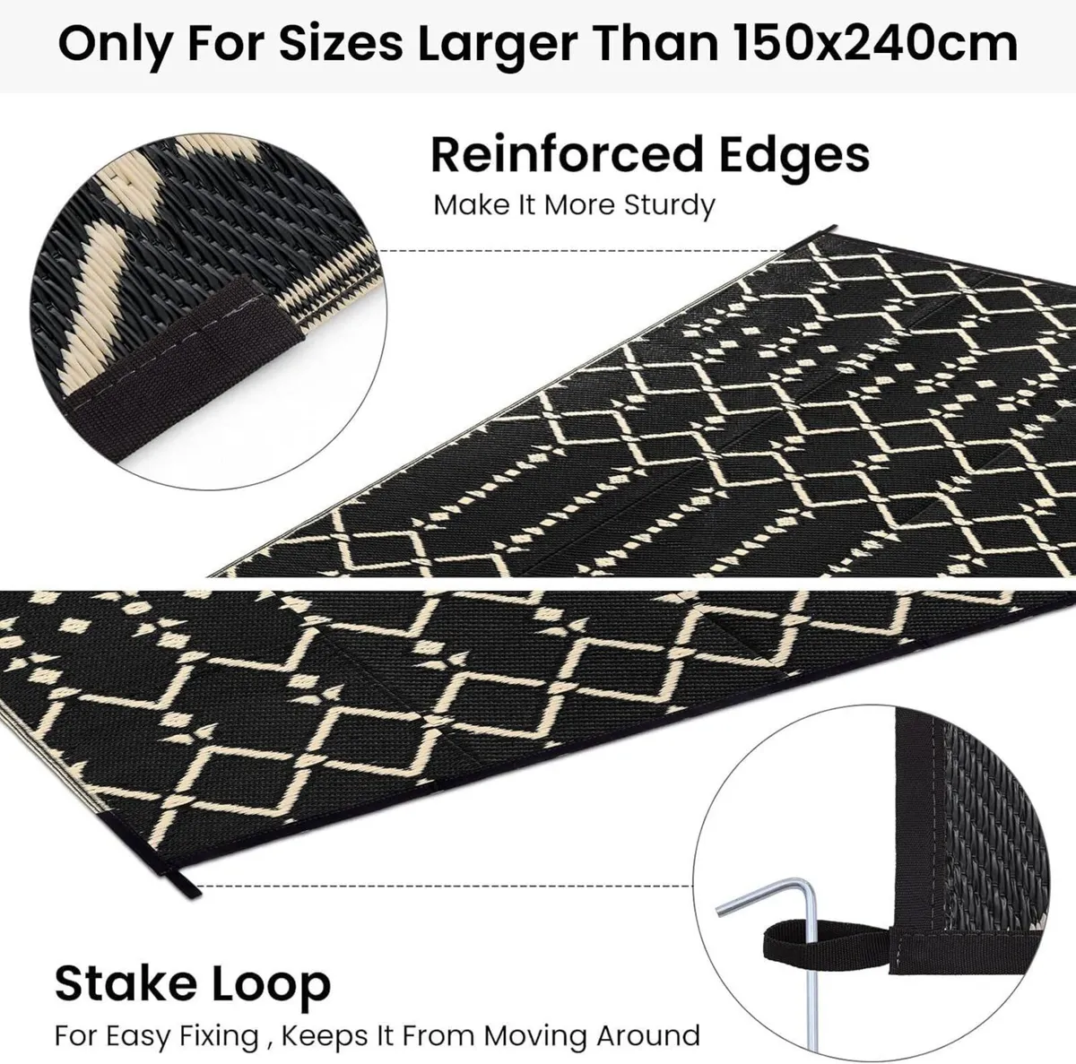 Outdoor Rug 240x300cm Waterproof Reversible - Image 4