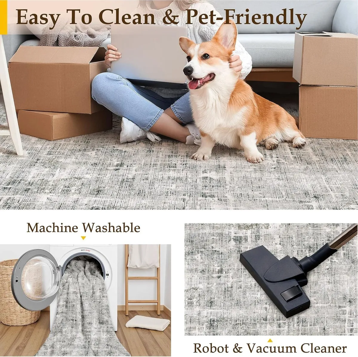 Rugs Living Room Grey Area Rug 200x300cm Bedroom - Image 4