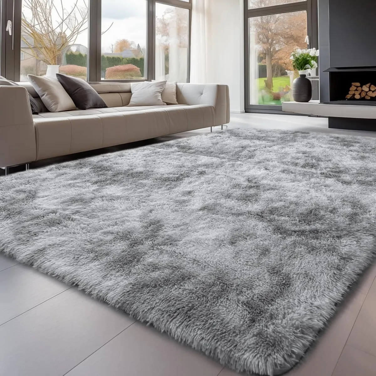 Rugs Living Room 275x370cm Grey Rug Area for - Image 1
