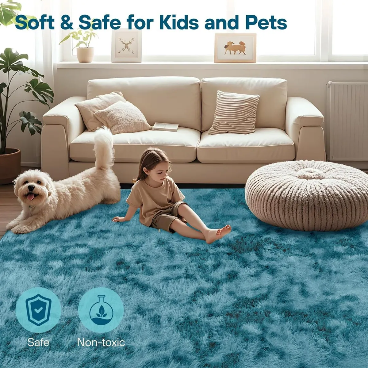 Rugs Living Room - 200x300cm Blue Green Large Rug - Image 3