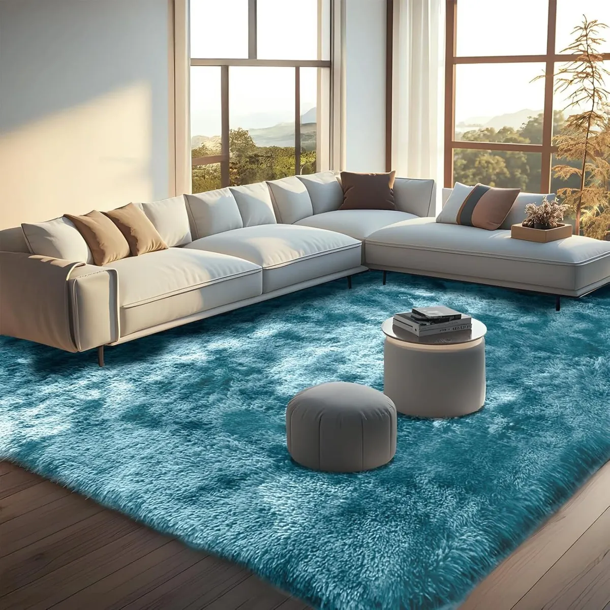Rugs Living Room - 200x300cm Blue Green Large Rug - Image 1