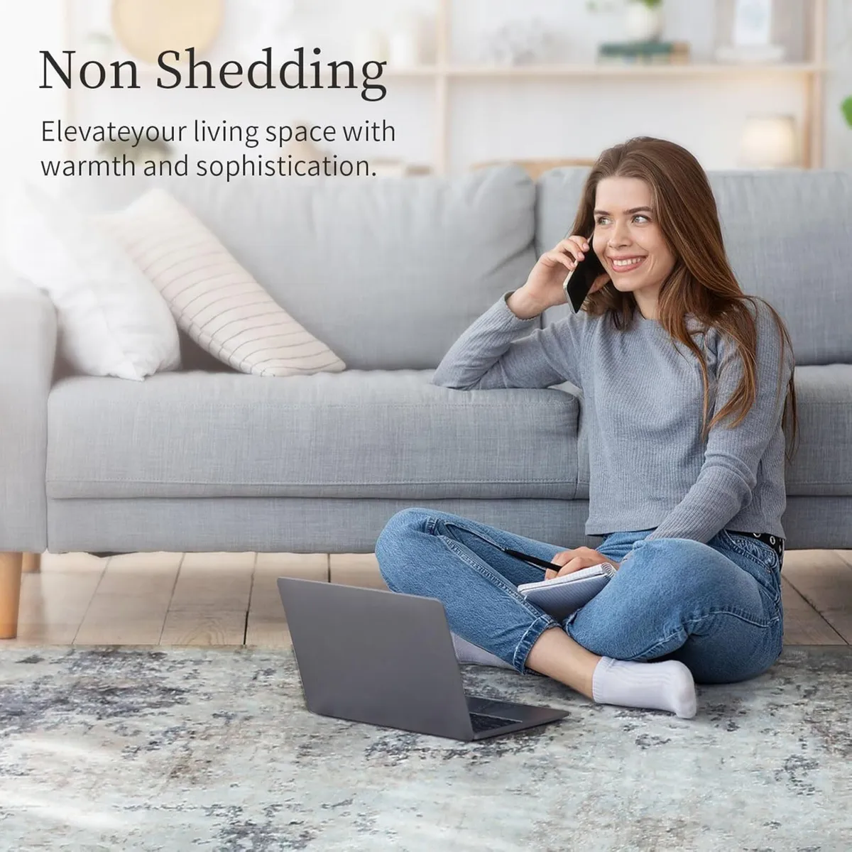 Modern Soft Area Rugs Abstract Distressed Living - Image 4