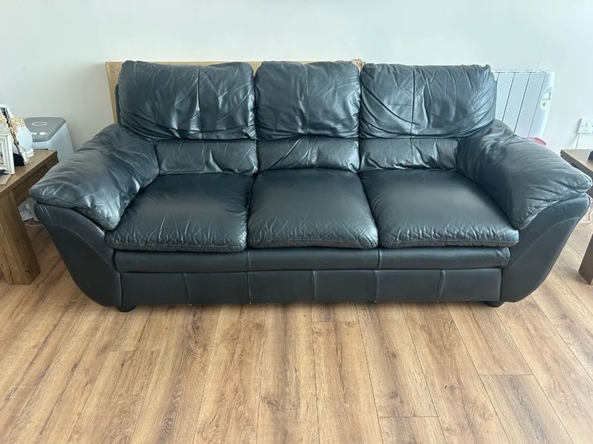 Leather 3 and 2 Seater Sofa - Image 2