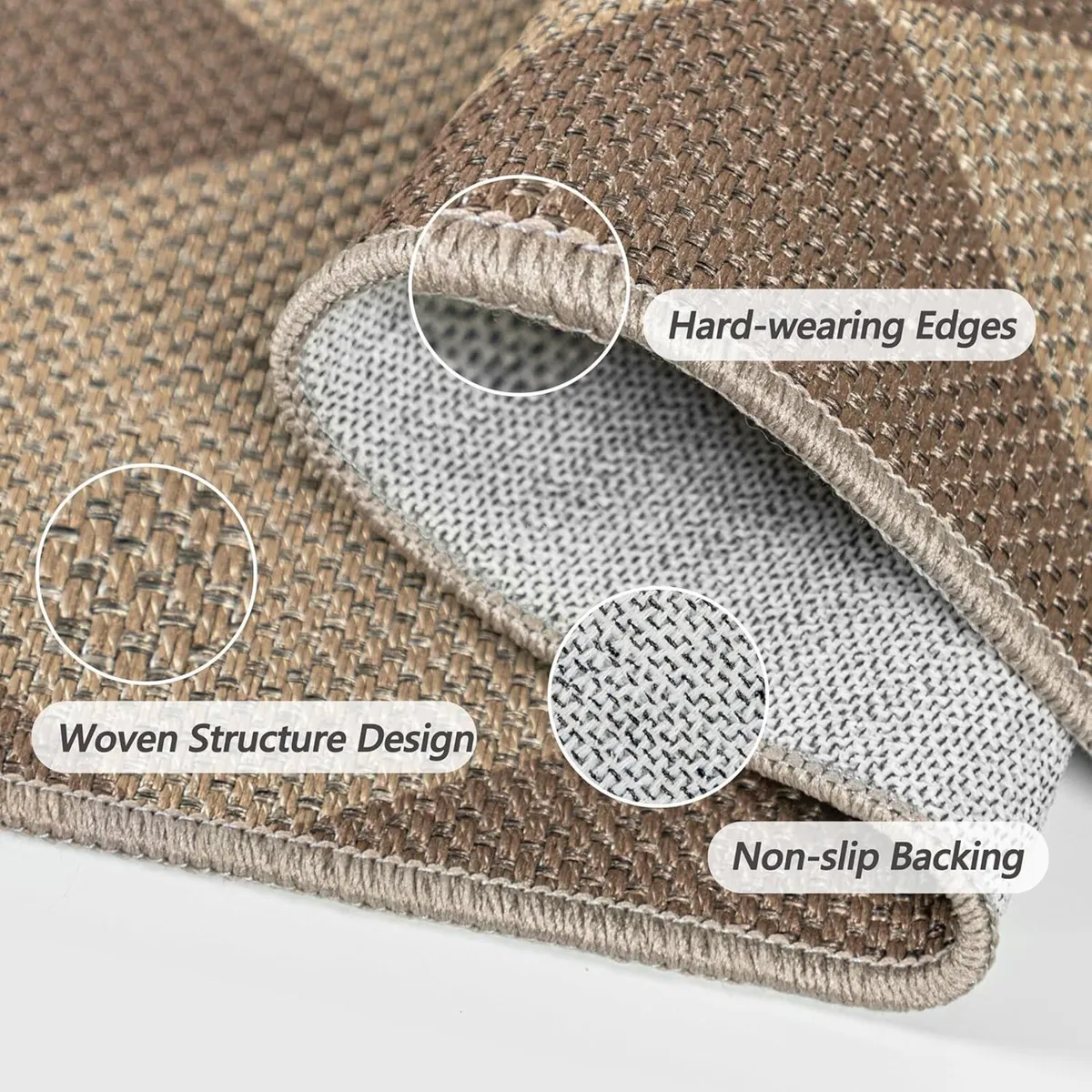 Outdoor Rug 160 x 230 cm Diamond Jute Look - Image 2