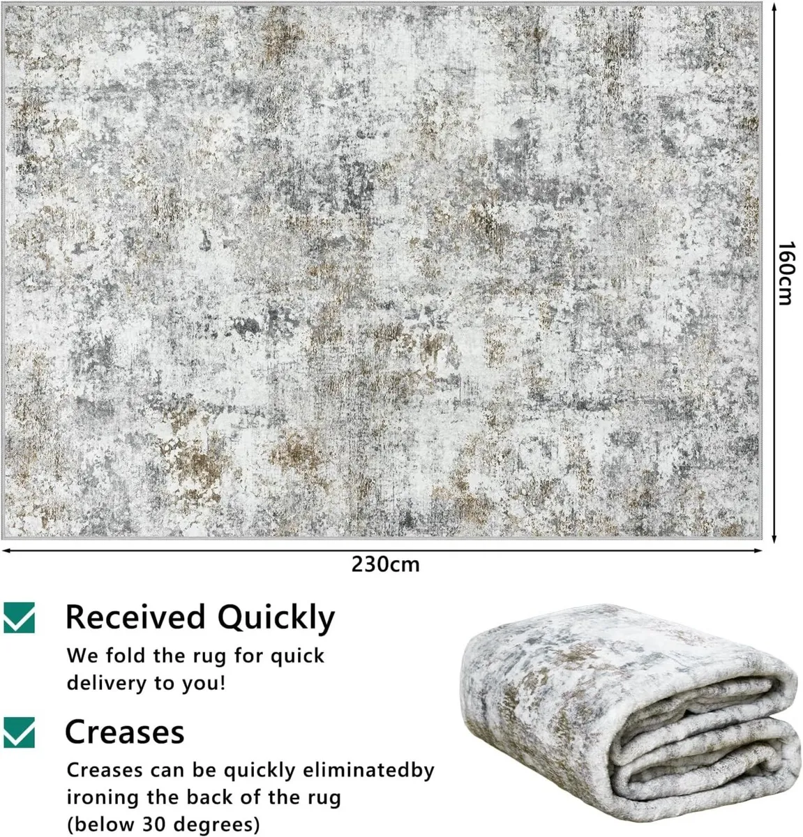 Brown Abstract Area Rug 160x230cm Modern Short - Image 2