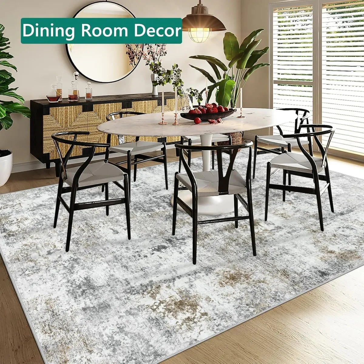 Brown Abstract Area Rug 160x230cm Modern Short - Image 4