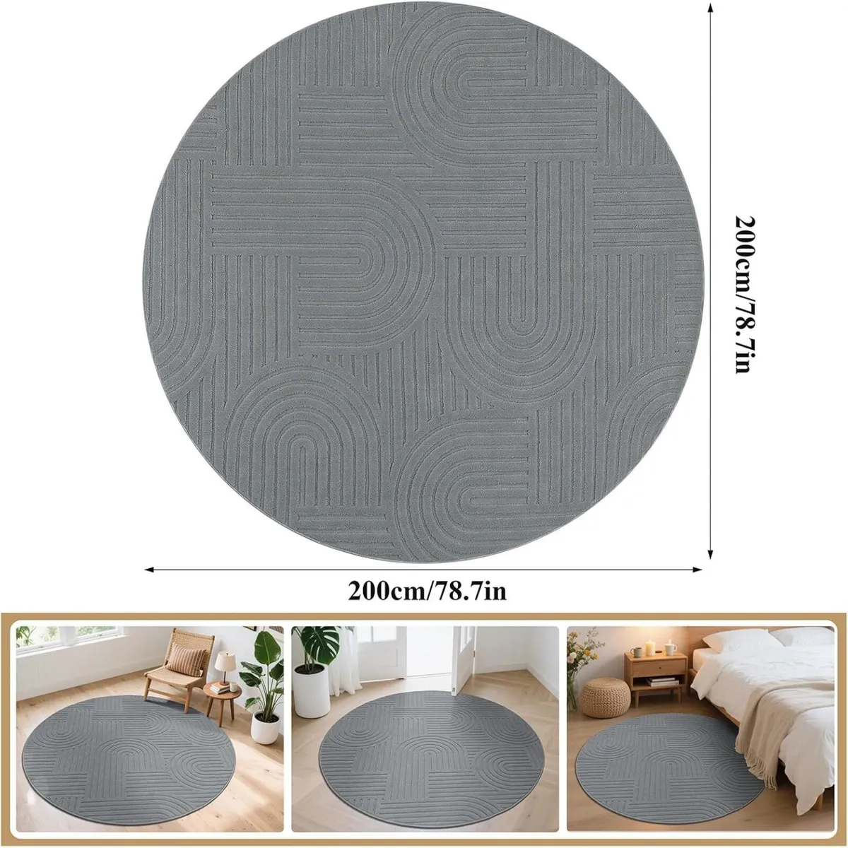 Round Large Rugs for Living Room 200cm Machine - Image 2